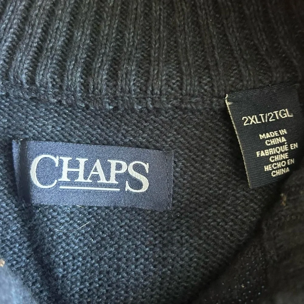 Chaps 2XLT Elbow Patch Knit Sweater – Blue